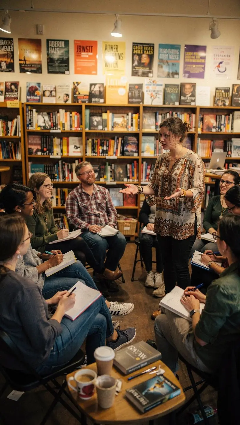 A warm and welcoming exterior of the independent bookstore with a sign showcasing its name.