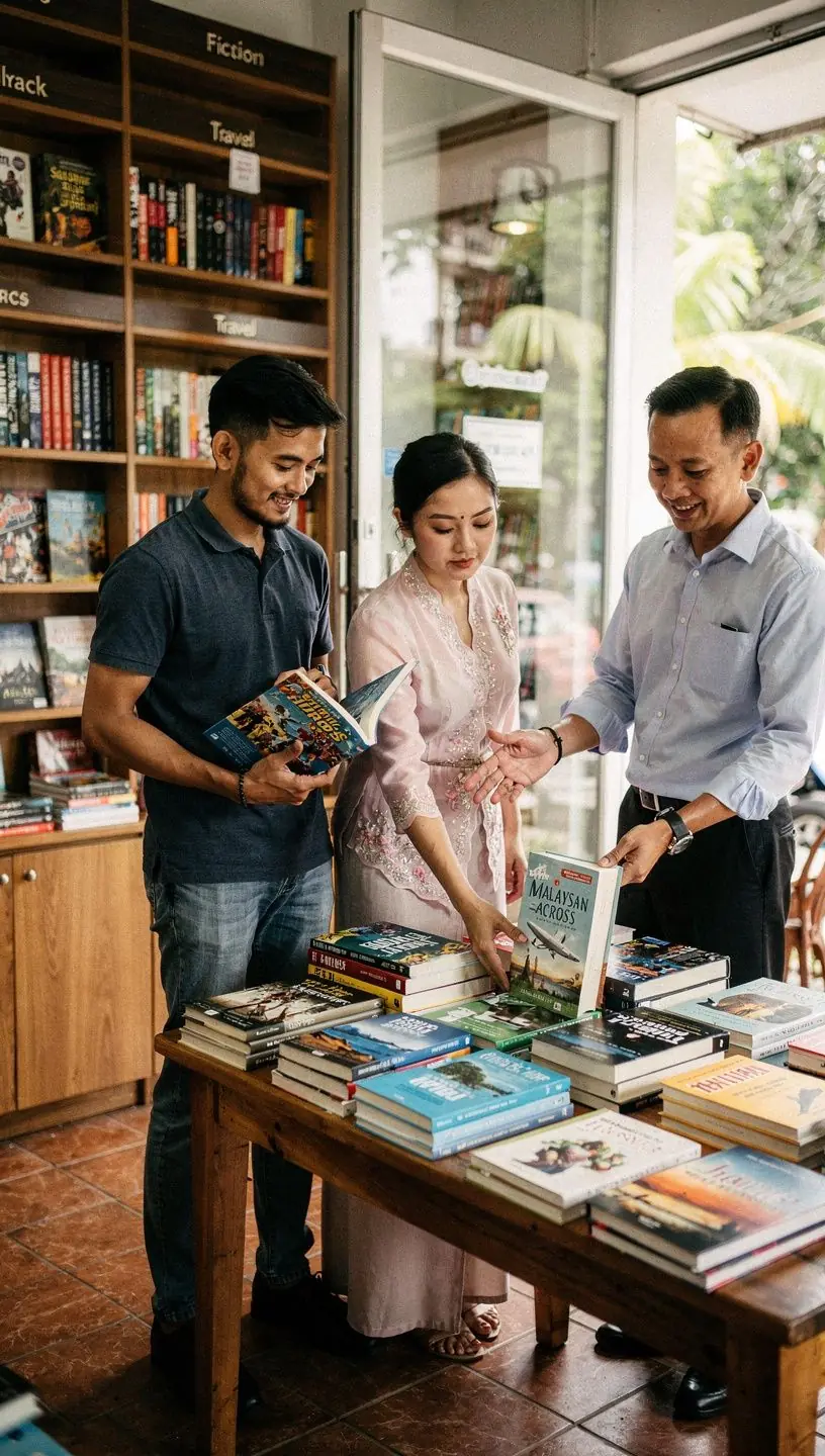 A community bulletin board featuring upcoming literary events and local book club information.