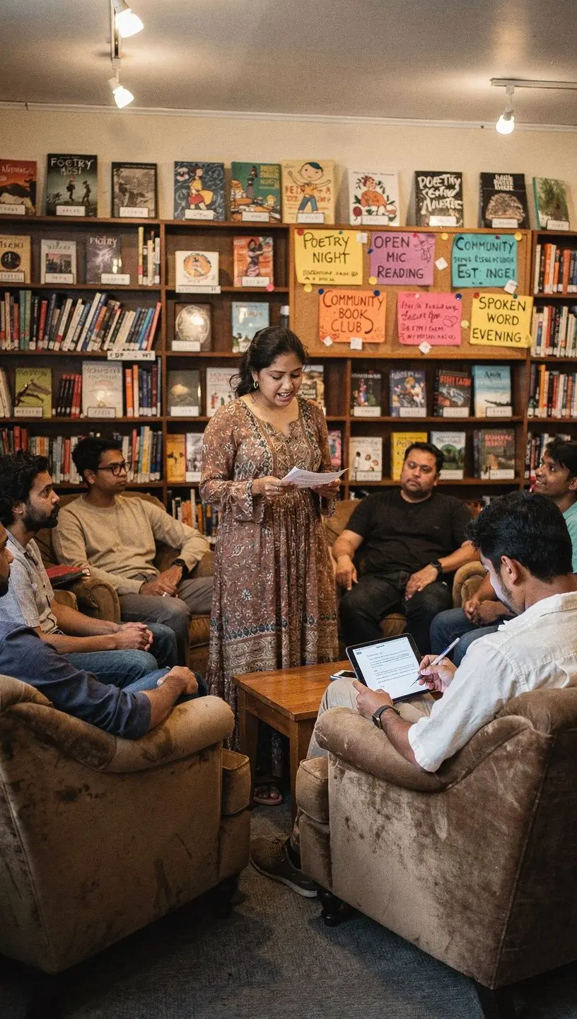 An author signing event where fans eagerly line up for autographs and photos.
